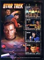 Star Trek - Mint Sheet of 4 Stamps Maldive Islands, 2009